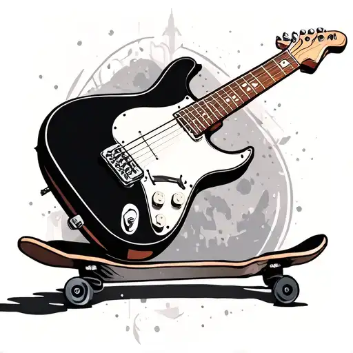guitar and skate tattoo design idea