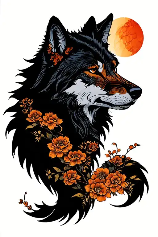 wolf silhouette tattoo design idea
