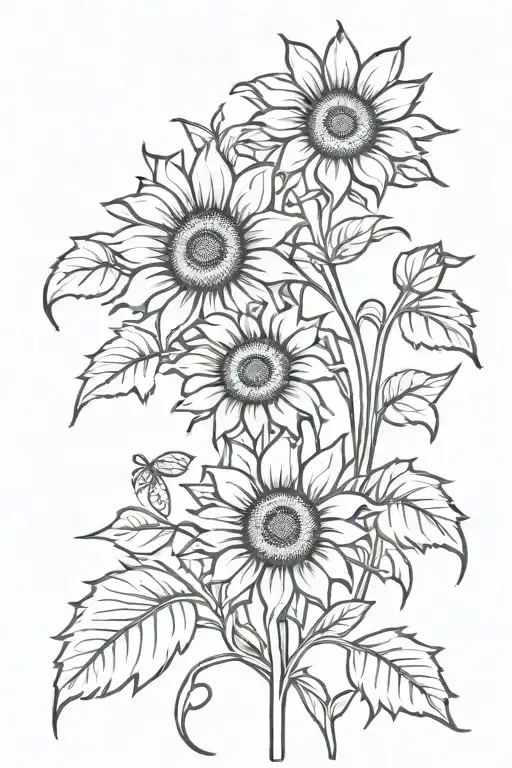 sunflowers vine tooled leather  tattoo design idea