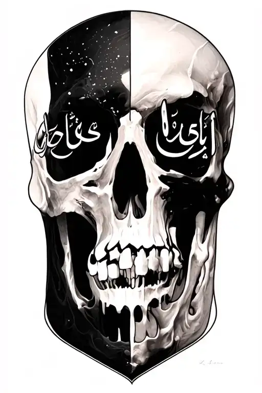 "Life and death (in arabic)" duality based tattoo design idea