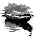 row boat floating side view tattoo design idea