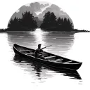 row boat floating side view tattoo design idea