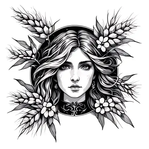 Virgo maiden wheat tattoo design idea