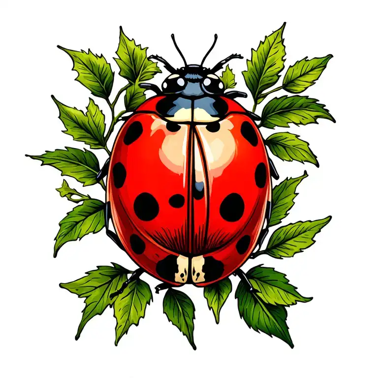 ladybug on vines tattoo design idea