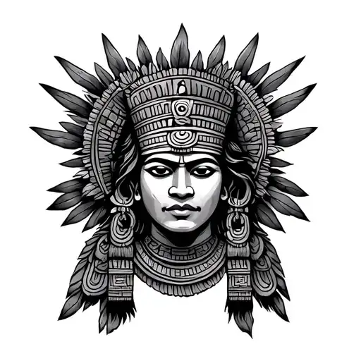 Itzamna Mayan God Tradicional tattoo design idea