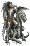 dragon and knight kneeling tattoo design idea