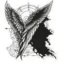 angel wing and roman numerals tattoo design idea