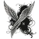 angel wing and roman numerals tattoo design idea