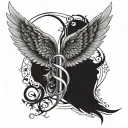 angel wing and roman numerals tattoo design idea