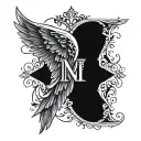 angel wing and roman numerals tattoo design idea
