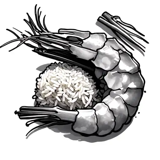 Fried shrimp rice tattoo design idea