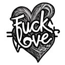 heart beat line say " fuck love" written in cursive tattoo design idea