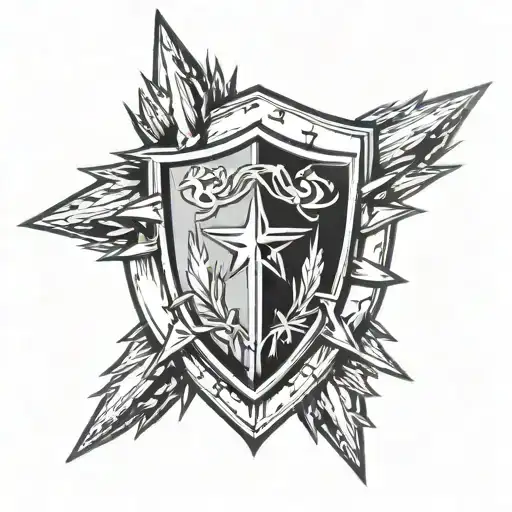 shield with spikes tattoo design idea