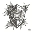 shield with spikes tattoo design idea