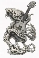 rock music skeleton hand tattoo design idea