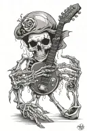 rock music skeleton hand tattoo design idea