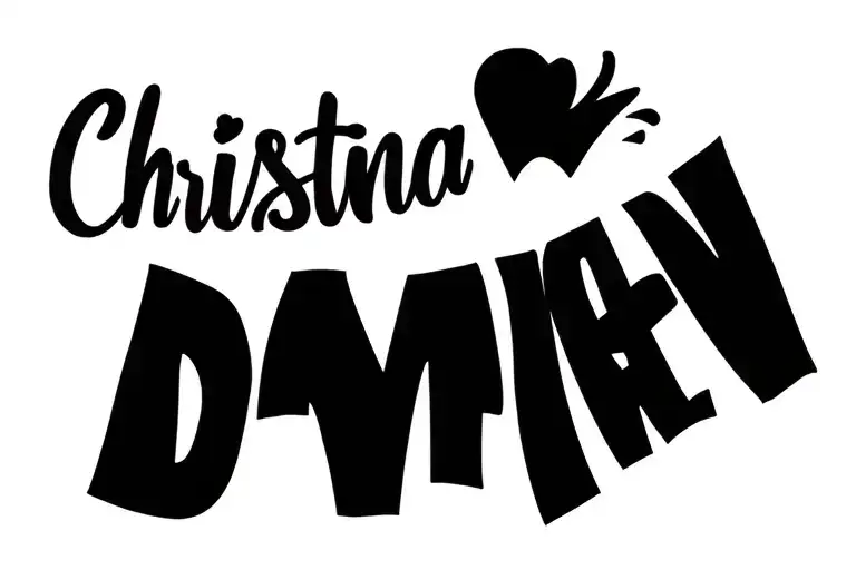 Mom and brothers name written (Christina and Damien) in a cute font  tattoo design idea