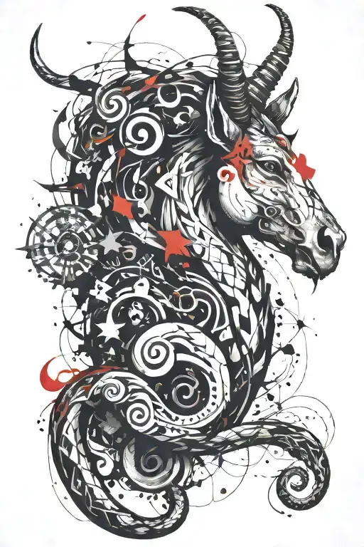 Capricorn zodiac symbol formed tattoo design idea