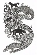 dog,cat,fish,ball python,iguana,hamster,gunipig,spider,scorpion,Pegion,cock,bull,goat,parrot and trees all in one tattoo tattoo design idea