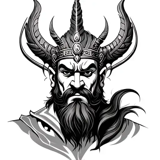 10 Head Ravana tattoo design idea
