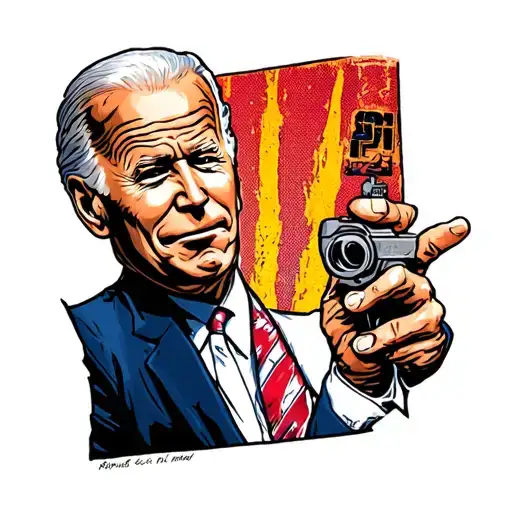 Joe biden looking stupid cartoon style illustration tattoo design idea