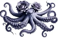 octopus with roses tattoo design idea