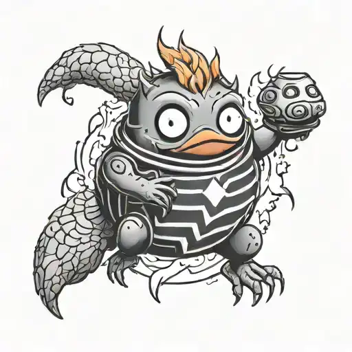 calcifer with body armor tattoo design idea