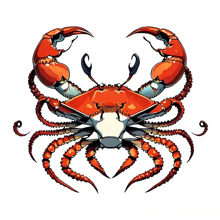 Crab And Lion and Octopus tentacles as mane tattoo design idea