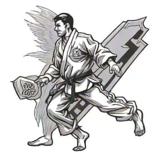 a letter B for a karate black belt tattoo design idea