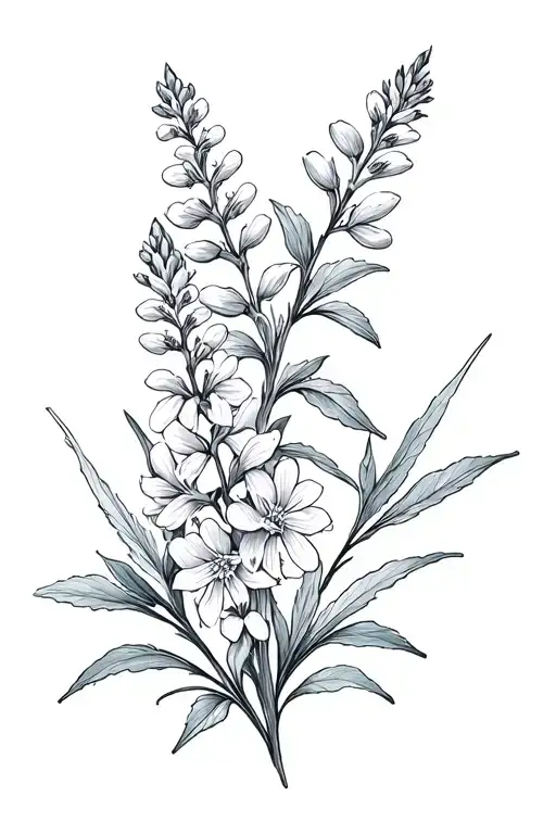 lupine flowers blooming tattoo design idea
