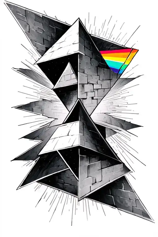 pink floyd white bricks and prism tattoo design idea