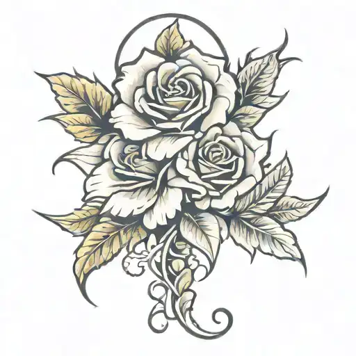 put the name Santu and make it alive like royalty and put some red roses and make it a sleeve  tattoo design idea