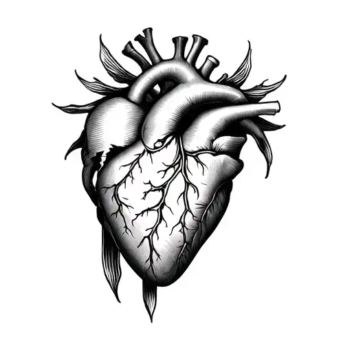 Realistic Heart tattoo design idea