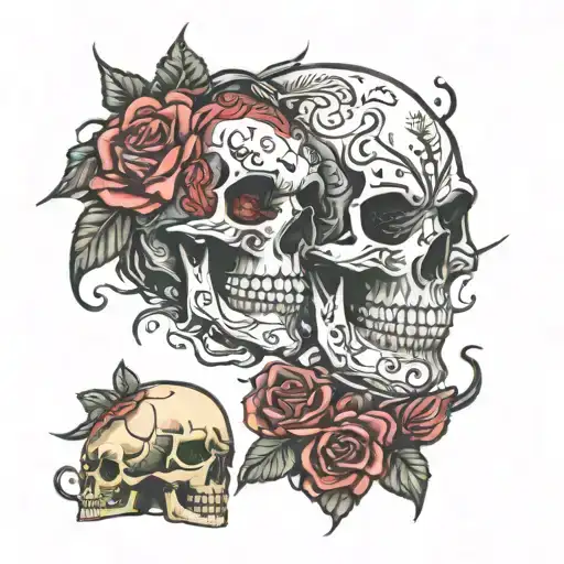 skull matching couple tattoo tattoo design idea