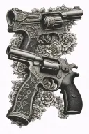 matching Gun Tattoos representing mothers love tattoo design idea