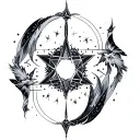 symmetrical design that combines the Leo and Virgo constilations Star patterns tattoo design idea