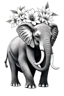elephant flowers going tattoo design idea