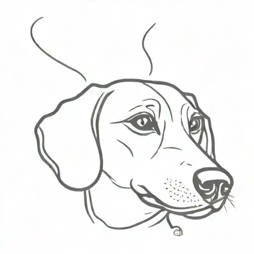 dachshund face one ear up one ear down. thin line outline tattoo  tattoo design idea