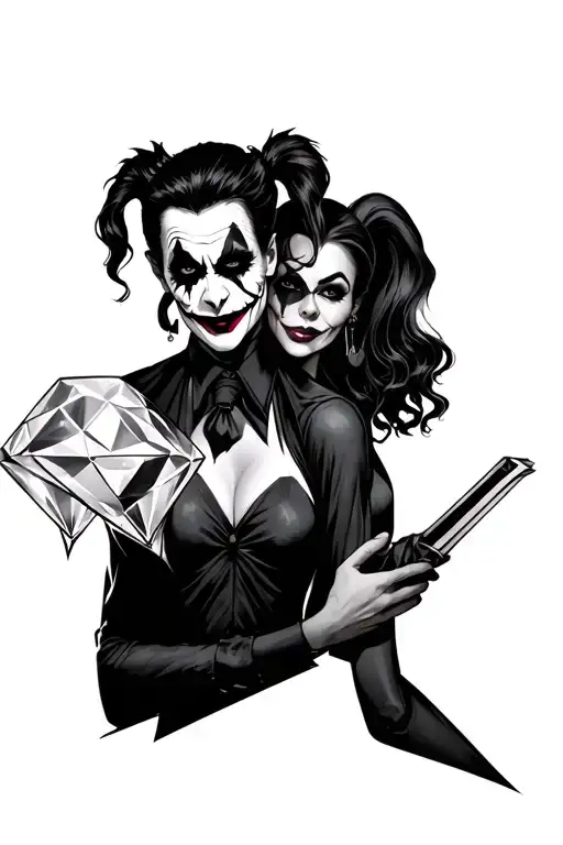 harley quinn and joker mad love diamonds simple tattoo design idea