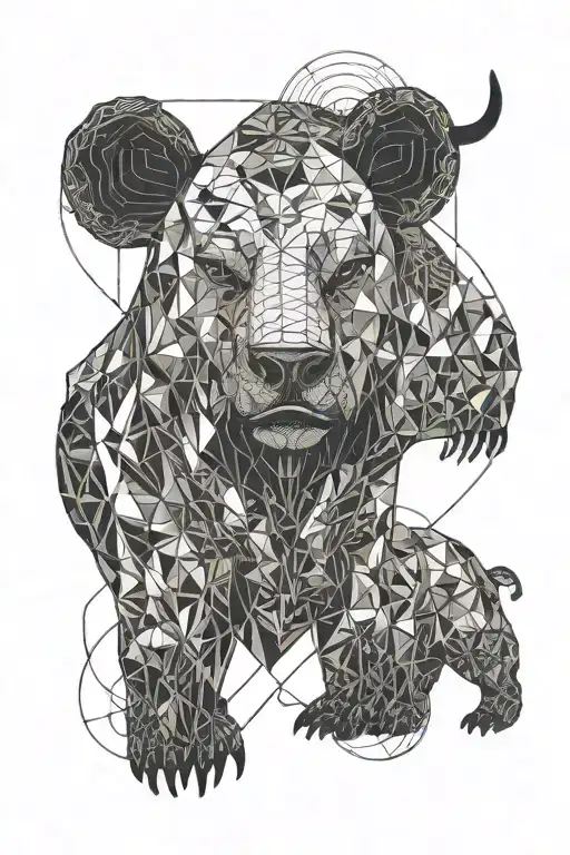 Albert Spielmann ,27.04.1997 ,Bull, Bear, Forest, Moon tattoo design idea