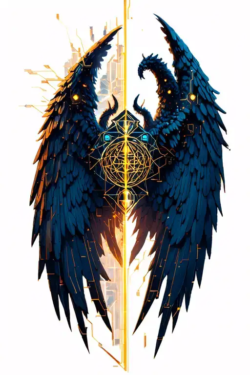 Angel and demon wings spread wide half angel half tattoo design idea