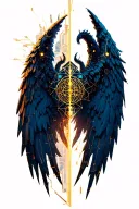 Angel and demon wings spread wide half angel half tattoo design idea