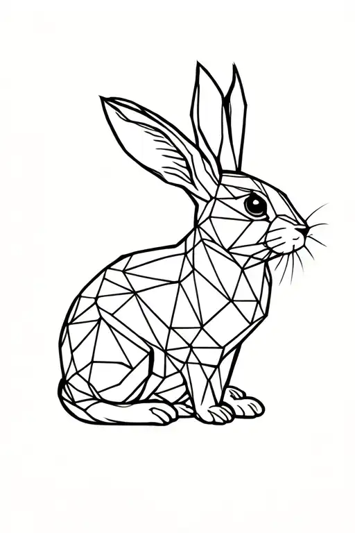 rabbit polygon tattoo design idea