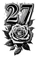 the Numbers 27 06 25 in a dark design combining, with a rose, the Numbers should be good visable tattoo design idea
