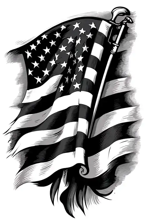 American flag in god we trust tattoo design idea