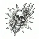 back of hand tattoo with MEMENTO MORI written in cursive surrounded by shading and clouds tattoo design idea