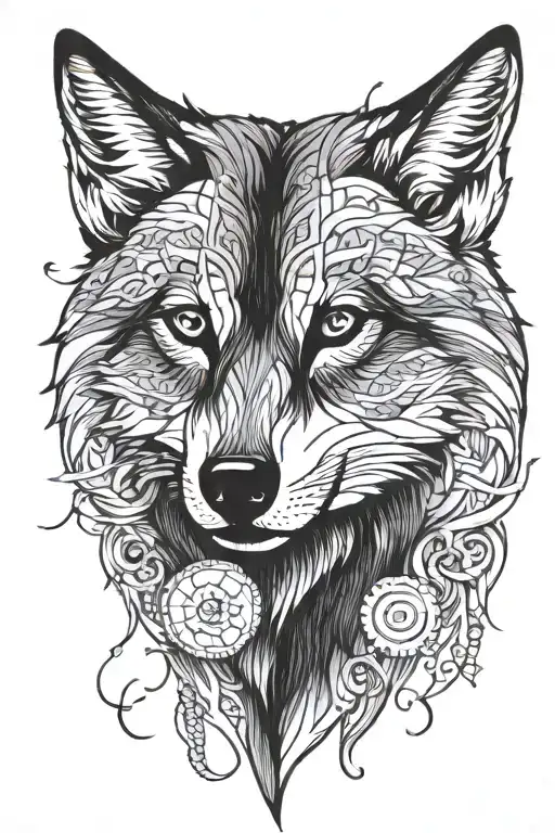 mandala wolf with finance themed tattoo tattoo design idea