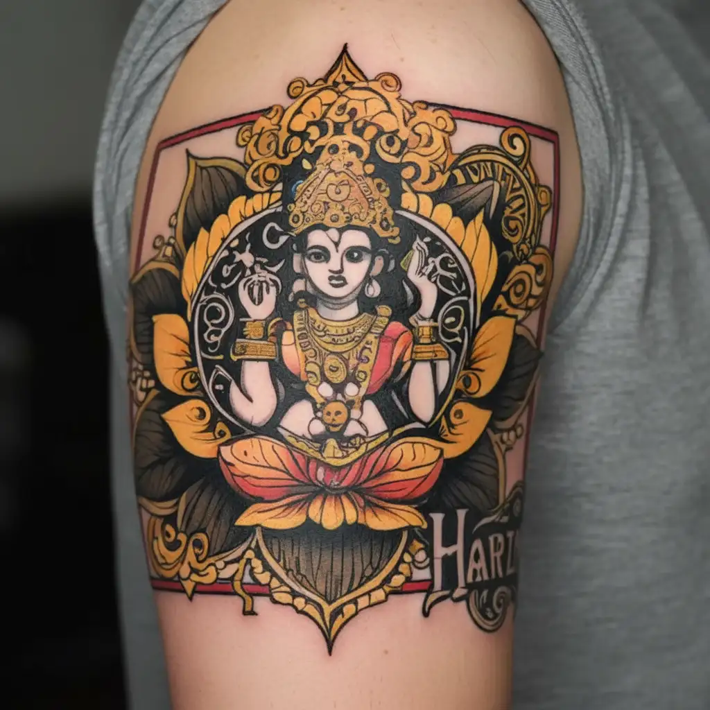 Hari Lakshmi name tattoo design idea