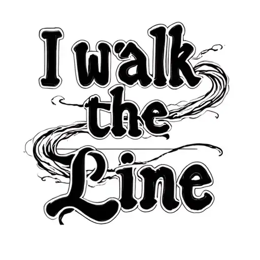 "I walk the line " "I walk the line" fine writing with a flatline coming out of the end  tattoo design idea