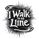 "I walk the line " "I walk the line" fine writing with a flatline coming out of the end  tattoo design idea